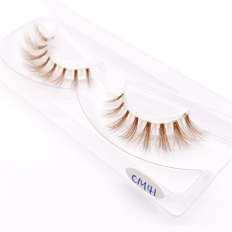 CM41 New color 3D luxury mink lashes wholesale natural long individual thick fluffy colorful false eyelashes Makeup Extension Tools - Цвет: CM41