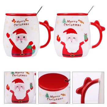 

2pcs Mug Cup Prime Ceramic Santa Clause Sturdy Water Cup Mug Cup Drinking Cup for Christmas Living Room Home