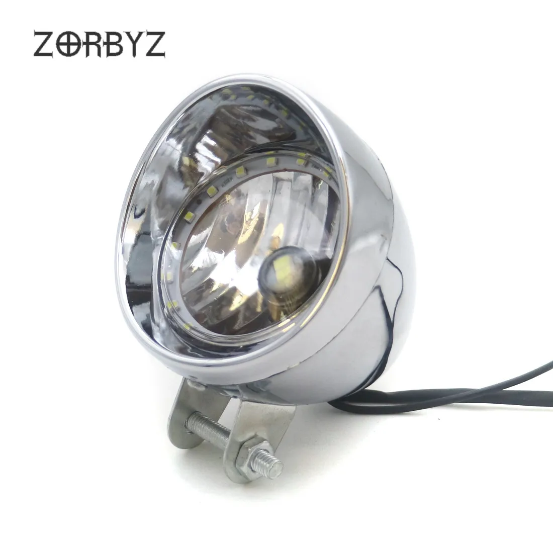 ZORBYZ мотоциклетные хромированные ABS светодиодные противотуманные фары с белым