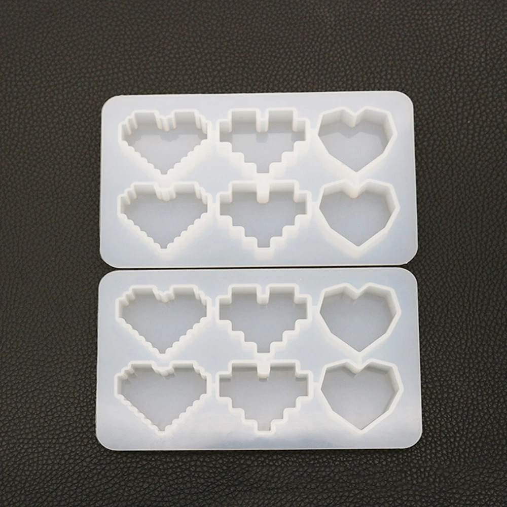

DIY Crystal Epoxy Pixel Love Mold Mirror Handmade Pendant Silicone Mold Texture Clear Easy Release Mold Mirror Decorative Mold