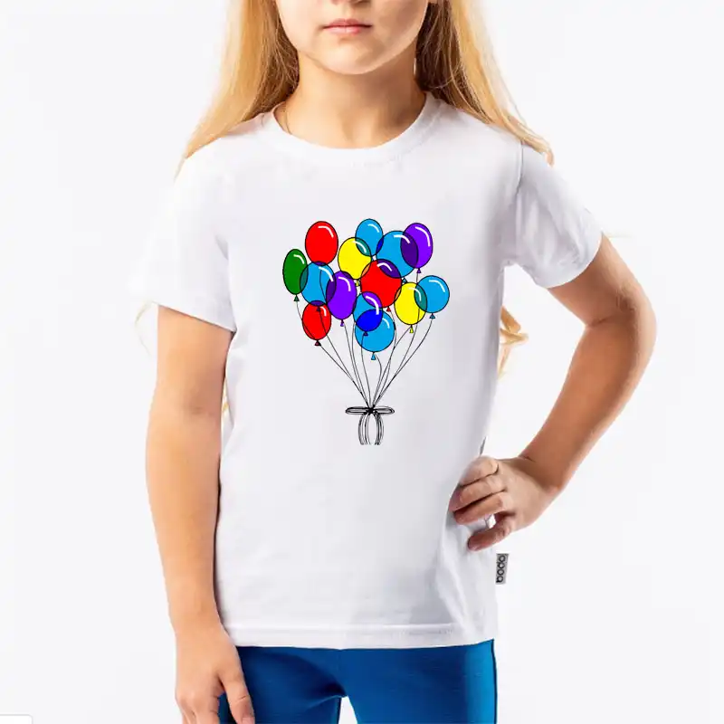 girls t-shirt children t-shirt balloon printing summer fashion
