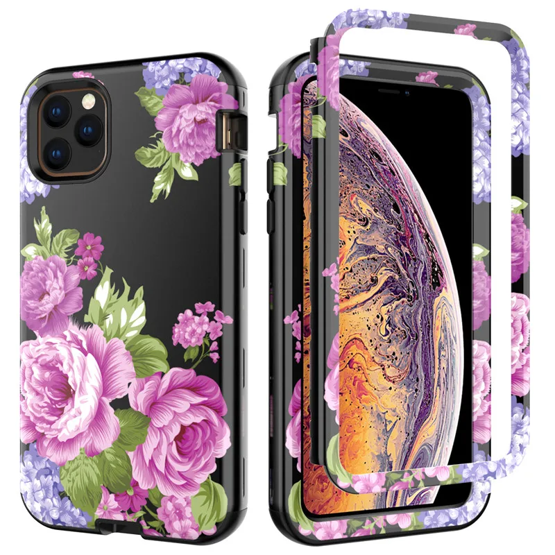 01 Защитный чехол для iPhone11Pro max 6,5 с мраморным цветком из полиуретана и кремния на 360 градусов, ударостойкая гибридная Броня - Цвет: 01