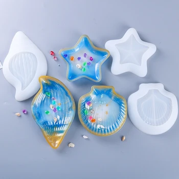 

Crystal Epoxy Resin Mold Starfish Conch Shell Plate Dish Ashtray Silicone Mould