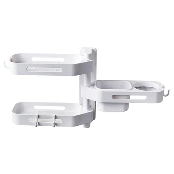 

Promotion! 3 Tier 180 Degree Free Of Punch Rotating Wall Mount Bathroom Storage Rack Box Storage Organizer for Shampoo Soap Whit