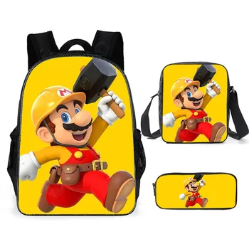

New Arrivals 3Pcs/Set Printing 3D Super Mario Kids Shoulder Backpacks Cartoon Children School Bags for Boys Schoolbag Girls Bag