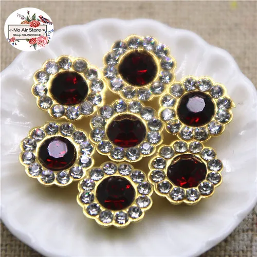 deep red 50pcs 50 шт. 10 мм разноцветные блестящие стразы Круглые Цветочные пуговицы домашние фигурки для сада Кабошон Скрапбукинг DIY аксессуары - Цвет: deep red 50pcs