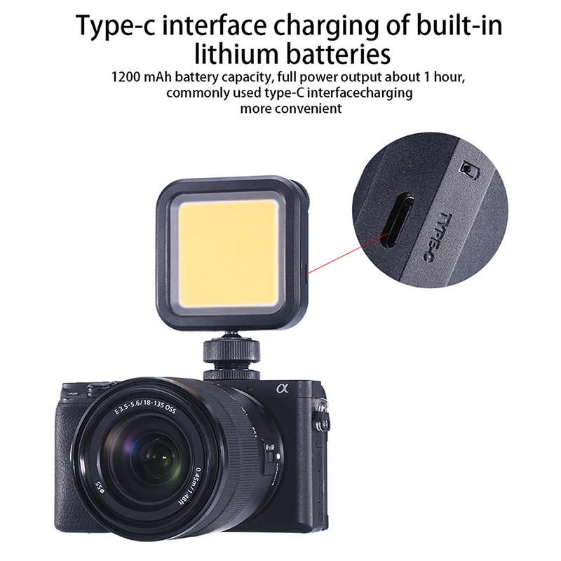 Dimmable Mini 5500K COB светодиодный видео свет Vlog лампа с двойным адаптером холодного башмака регулируемое освещение для фотографии для DSLR камеры