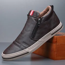 Men Casual Shoes Winter Warm Ankle Boots Fashion Man Snow Boots Outdoor Footwear Black Sneakers Men's Leather botas masculina