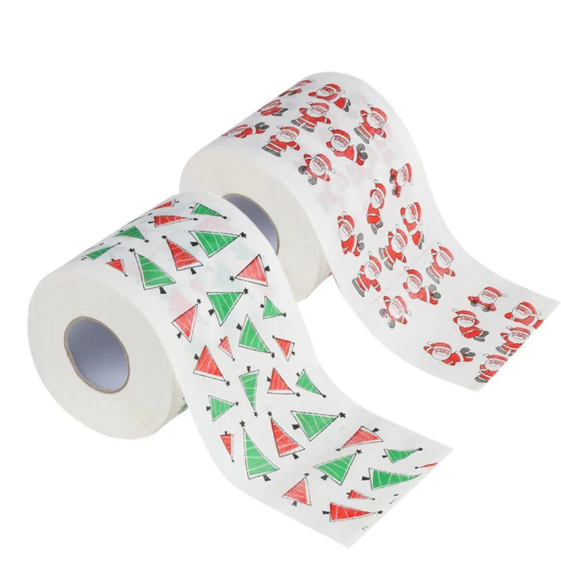 2Pcs Christmas pattern series printing toilet paper family special Santa Claus toilet paper Christmas supplies Christmas 30O22