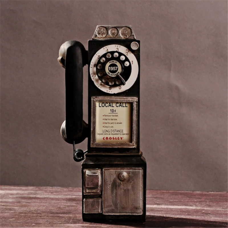 Vintage Telephone Model Wall Hanging Ornaments Resin Antique Phone Imitation Nostalgia Craft Furniture Figurines Home Decoration