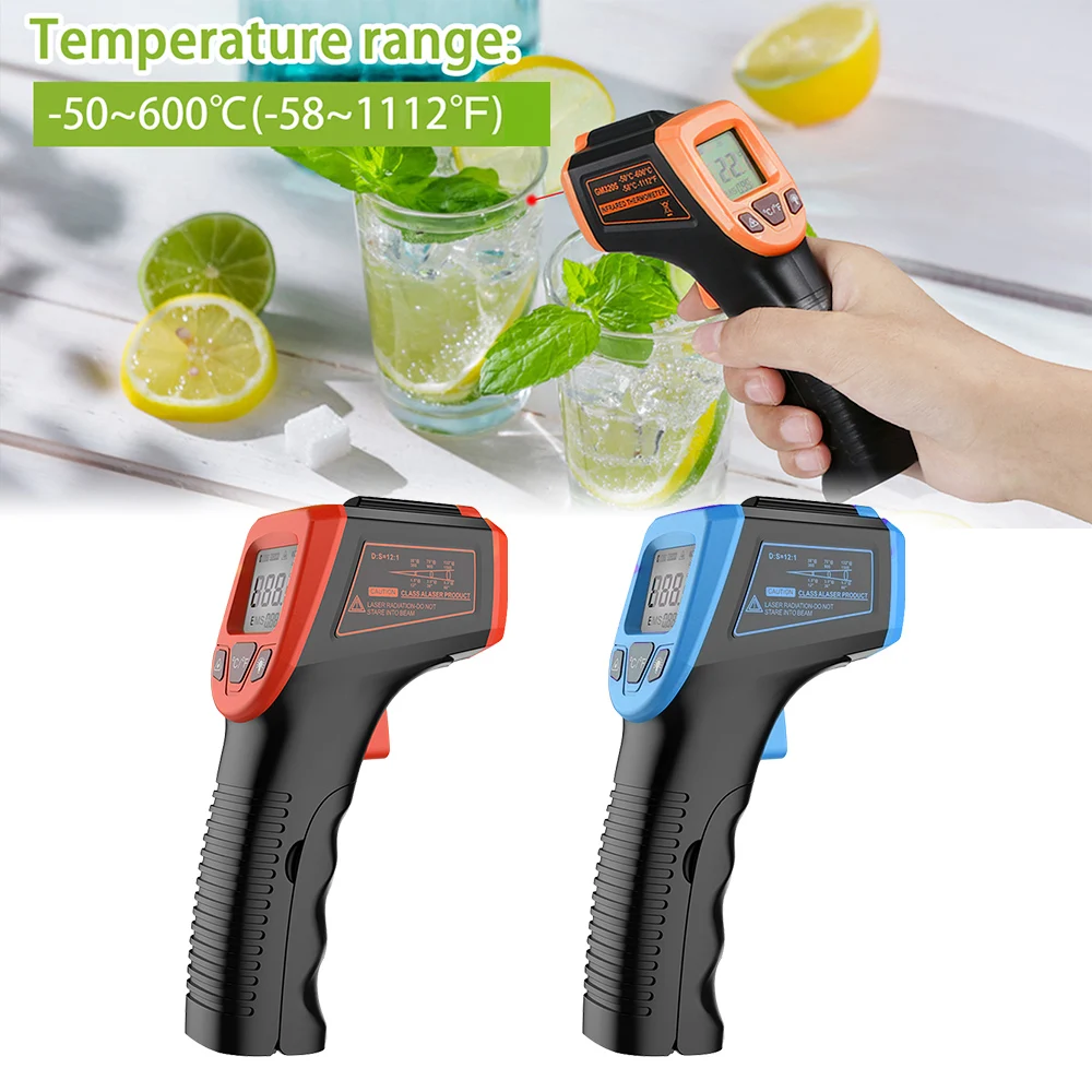 

LCD Industrial Electronic Thermometer NonContact Digital Infrared Thermometer -50~600°C Laser Point Laser Temperature Meter Gun