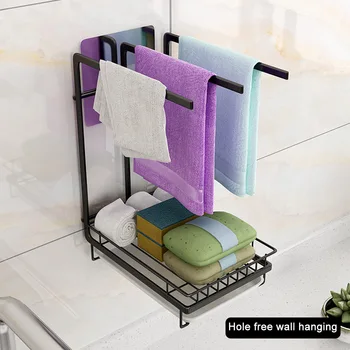 

Brush Multifunctional Countertop Kithcen Sink Sponge Holder Storage With Drain Pan Hotel Dishcloth Rack Hanging Soap Dish