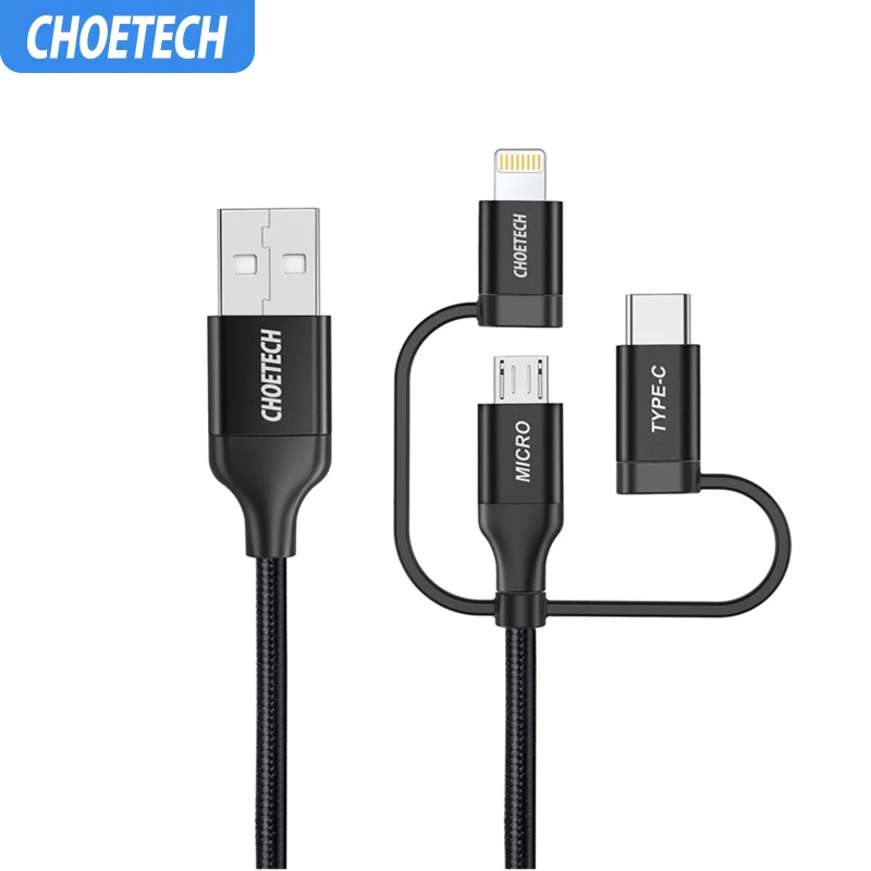 

CHOETECH 3-in-1 MFi Cable for iPhone 7 8 Fast Charging Cable Micro USB Type C Cable for Samsung S8 For Lightning 8 Pin USB Cable