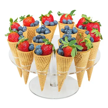 

16/5 Holes Ice Cream Candy Holder Acrylic Cupcake Ice Cream Cones Holder Stand For Wedding Party Buffet Display Kitchen Tool