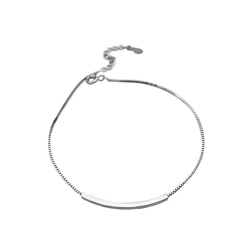 925 Sterling Silver Anklets for Women Foot Ankle Bracelet Jewelry Simple Bent Pipe Leg Chain Anklet Beach Accessories
