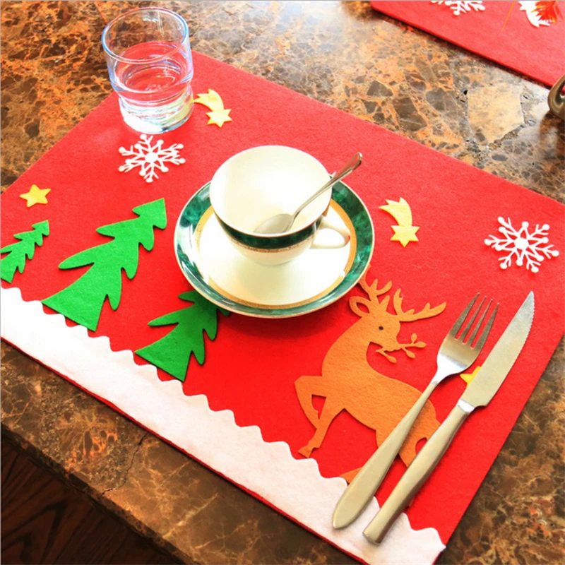 

1 Pc Christmas Placemat Dining Table Mat Disc Pads Coasters Waterproof Table Cloth Bowl Mat Festival Party New Year Decoration