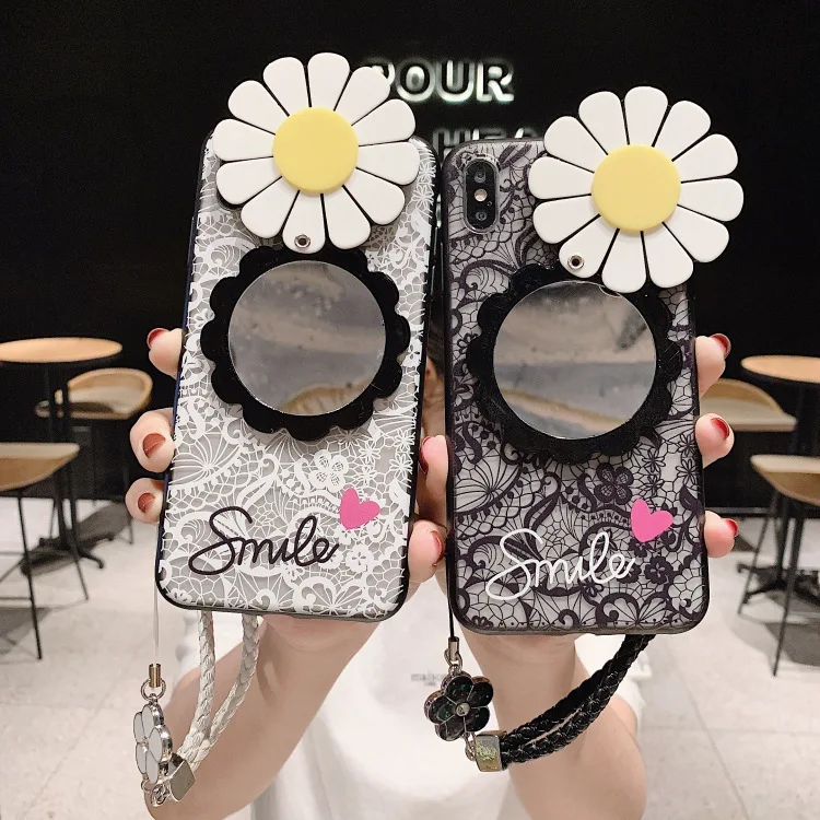 

For Samsung Galaxy J2 3 5 7 Prime Acrylic Lace J330 530 730 All Inclusive Soft Cartoon Mirror J4 6 Plus 2018 Mobile Case