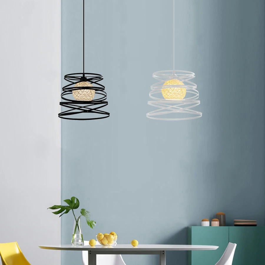 Modern Pendant Lights Suspension Luminaire For Living Room Restaurant Home Lighting Fixtures knitted Cage Lamp | Лампы и освещение