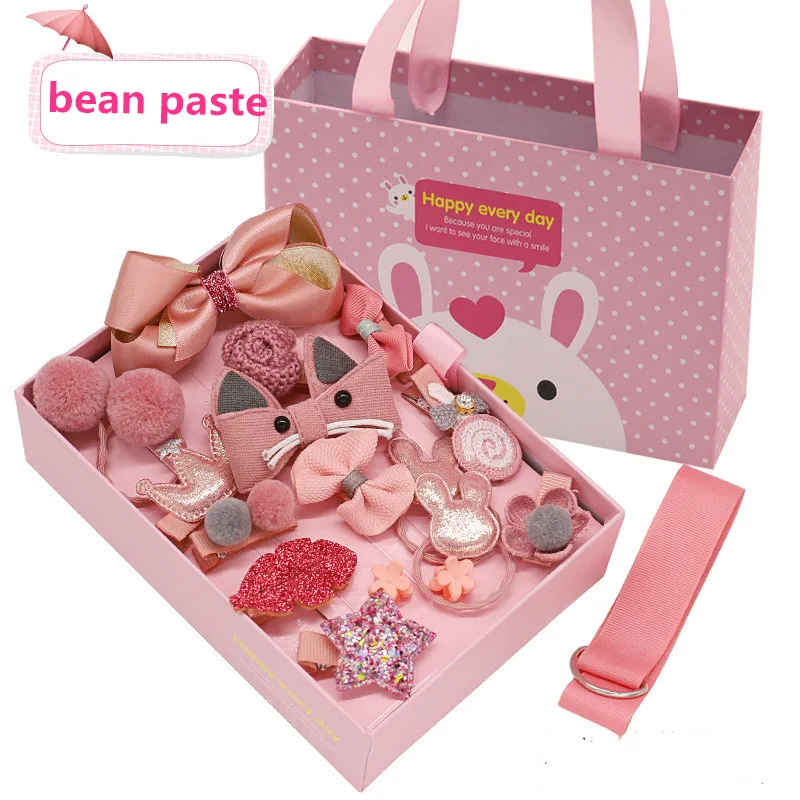 18 Pcs/Box Children Cute Hair Accessories Set Baby Fabric Bow Flower Hairpins Barrettes Hairclips Girls Headdress christmas Gift