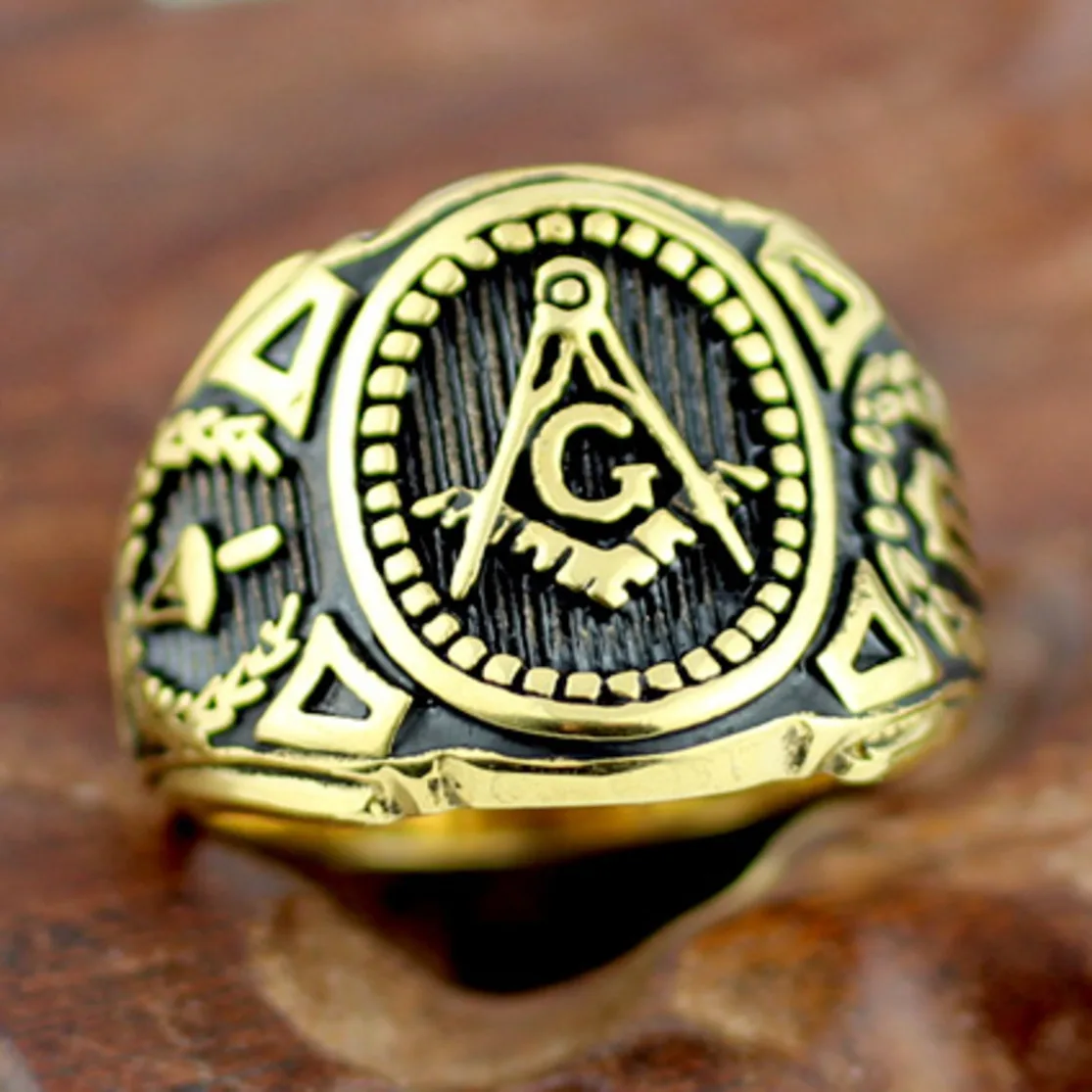 Мужские масонские золотые кольца с большим пальцем Размер 13 14 15 Freemasonry AG логотип
