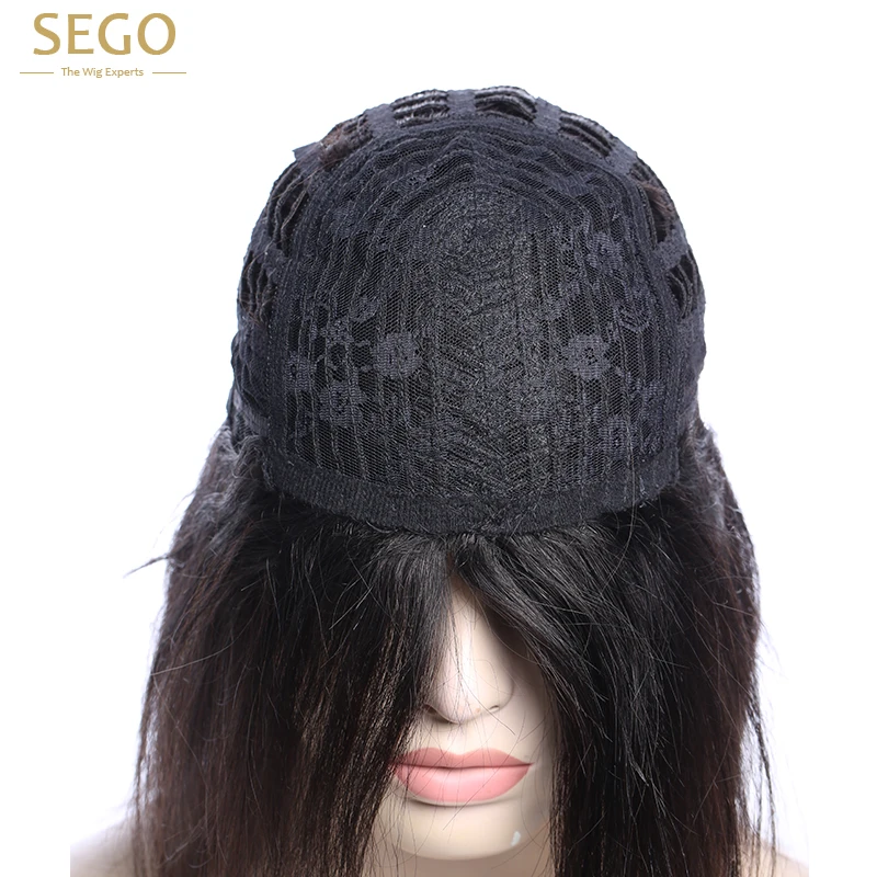 SEGO прямые человеческие волосы парики с челкой для черных женщин remy человеческих