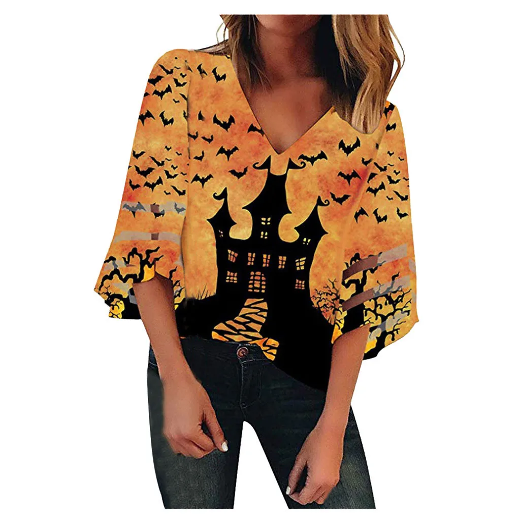 

Sweatshirt Women Hoodies V Neck Mesh Panel plus size feminino 3/4 Bell Sleeve Loose Loose oversized hoodie sudadera mujer