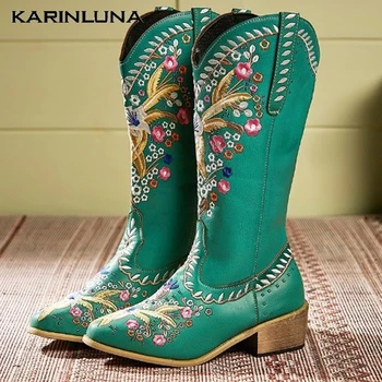 

women's New Arrivals Plus Size 43 Winter Shoes Embroidery Fashion Vintage Western Boots