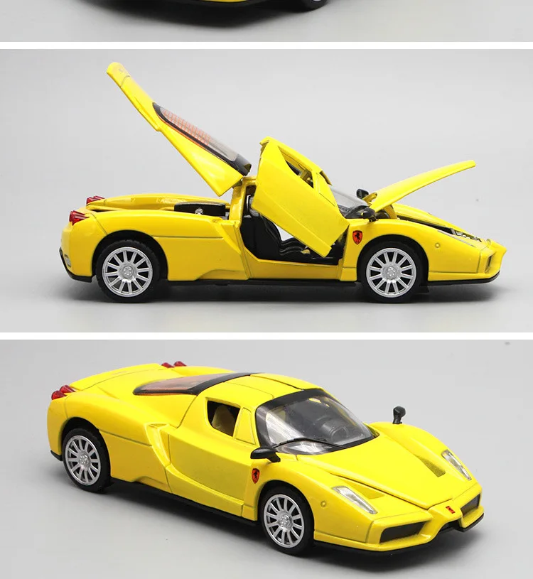 1:32, высокая имитация, Ferrari Enzo, сплав, модель автомобиля, модель автомобиля, звук и свет, оттягивающая назад, детская спортивная модель автомобиля для детей, подарки