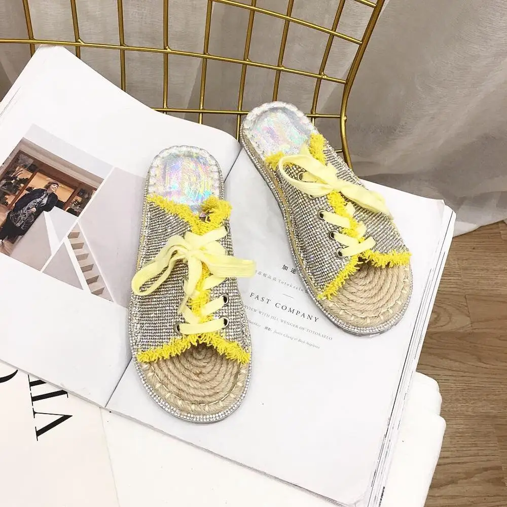 

Women's Slippers 2019 Shoes Luxury Slides New Flat Designer Rubber Fisherman PU Basic Bling Hoof Heels Fashion Shoes Women's