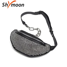 SHYMOON, модные кожаные женские поясные сумки, фирменный дизайн, алмазные поясные сумки, нагрудные сумки, сумки на плечо, поясные сумки