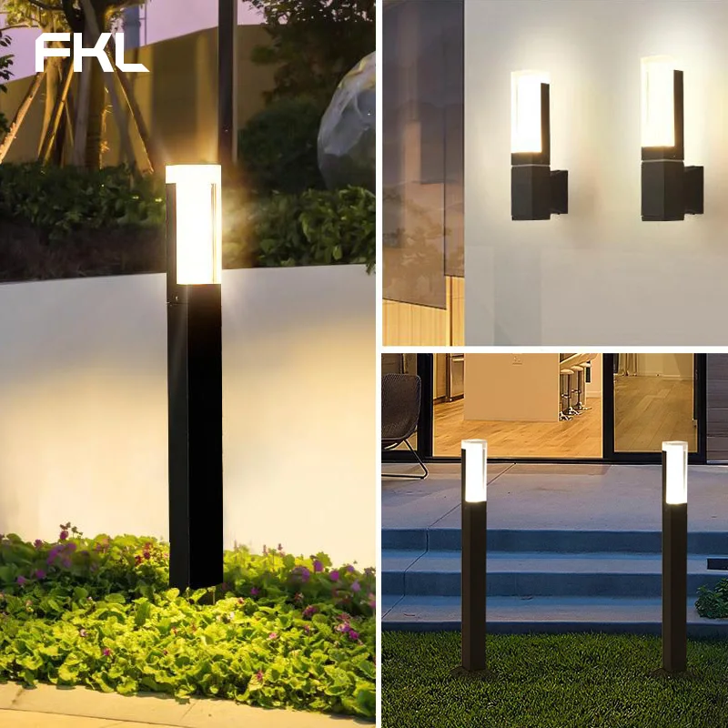 

FKL waterproof simple courtyard lamp villa garden led grass landscape lamp post headlight outdoor street lamp Lawn lamp outdoor