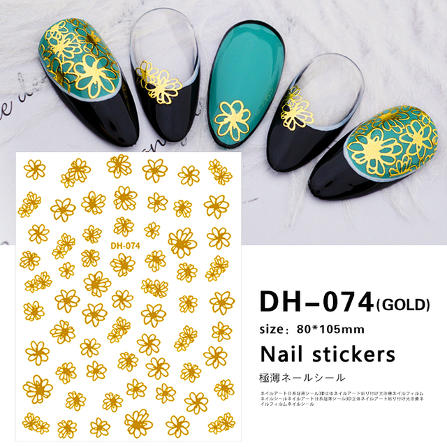 White Flowers Nail Art  Adhesive Stickers for Nails Cute Paper Parts With Avocado Direct Paste Decals Designs Manicure