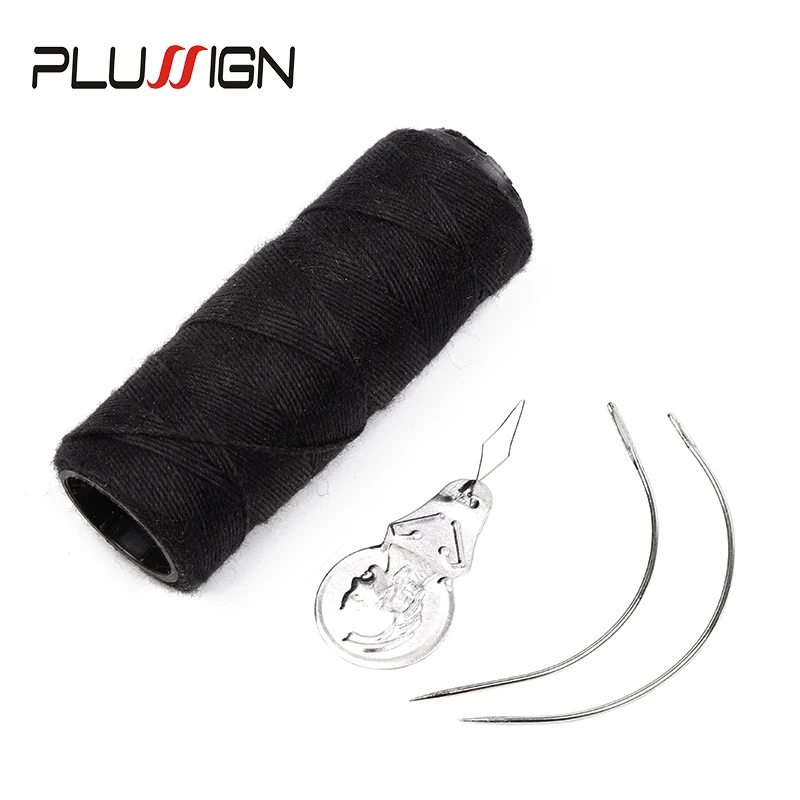 Plussign Top 2Pcs Curved Needles 1 Roll  50 Meters Sewing Thread For Hair Extension Weave Needle And Thread For Making Wigs