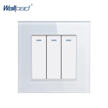 

3 Gang 1 Way Fluorescent Light Wallpad Crystal Glass 110V-250V EU UK Standard 3 Gang 1 Way Light Electric Push Button Switch