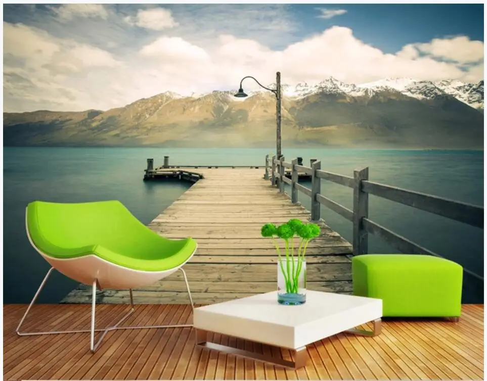 

Custom photo 3d wallpaper Maldives seaside wooden bridge scenery living room home decor 3d wall murals wallpaper for walls 3 d