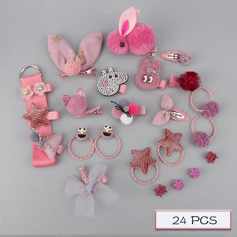 H063-1-A Children's hair accessories set baby hairpin rubber band girl birthday holiday gift cartoon hair accessories grab clip - Цвет: H063-1-A