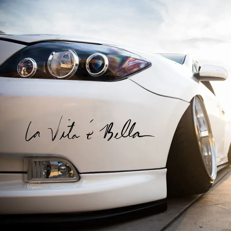 

LA VITA E BELLA Reflective Letters Car Stickers Waterproof Decals Full Body Head Window Trunk Car Styling Creative Vinyl Sticker