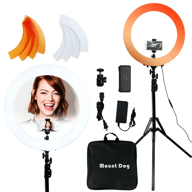 18-дюймовое кольцо для фотосъемки со светодиодной подсветкой селфи кольцевая