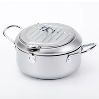 Marmite à frire jetable avec contrôle de température, outils de cuisson, acier inoxydable vert, thermomètre, tempura, poêle, cuisine 5