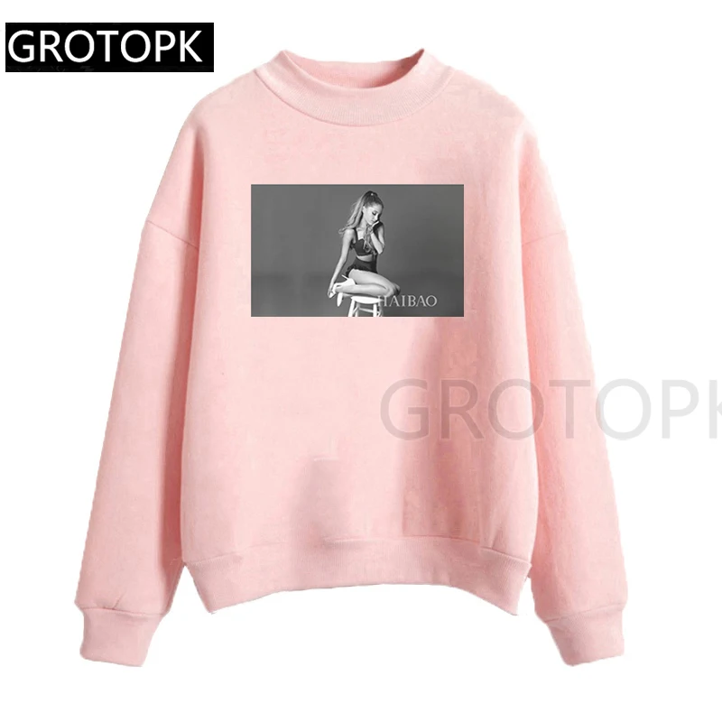 Ariana Grande Harajuku женские толстовки и худи женские розовые и Белые Повседневные флисовые худи с капюшоном для женщин и девушек