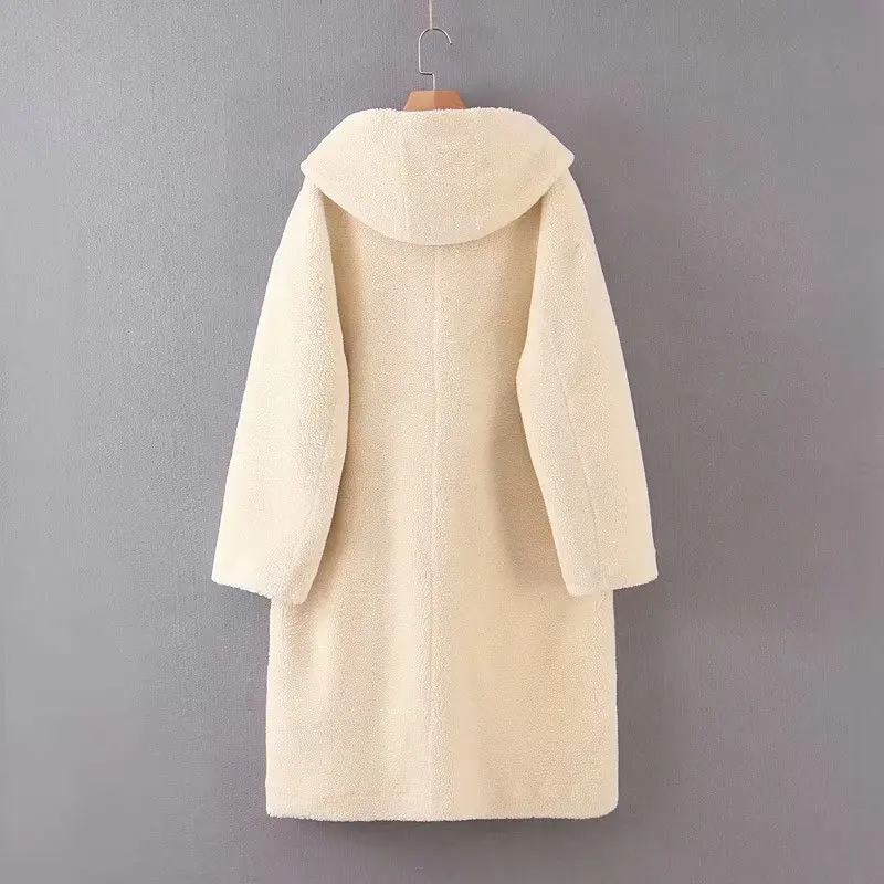 

Autumn & Winter New Products Western Style Toggle Decoration Fur Hooded Overcoat Mid-length Warm Coat