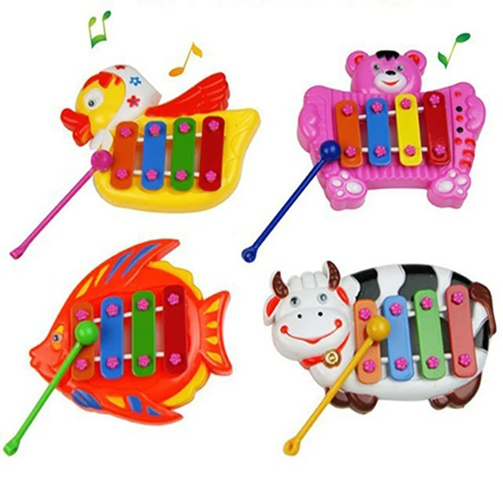 Детские развивающие игрушки ксилофон милый мультфильм животных дизайн 4 весы резонатор пианино ксилофонная музыка стук игрушка случайный тип