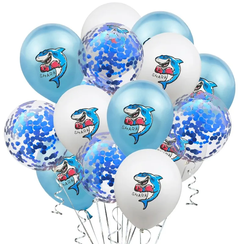

12Inch Birthday Balloons Colorful Boxing Shark Confetti Sequin Balloons Globos Cumpleanos Infantiles New Year Decoration 2020