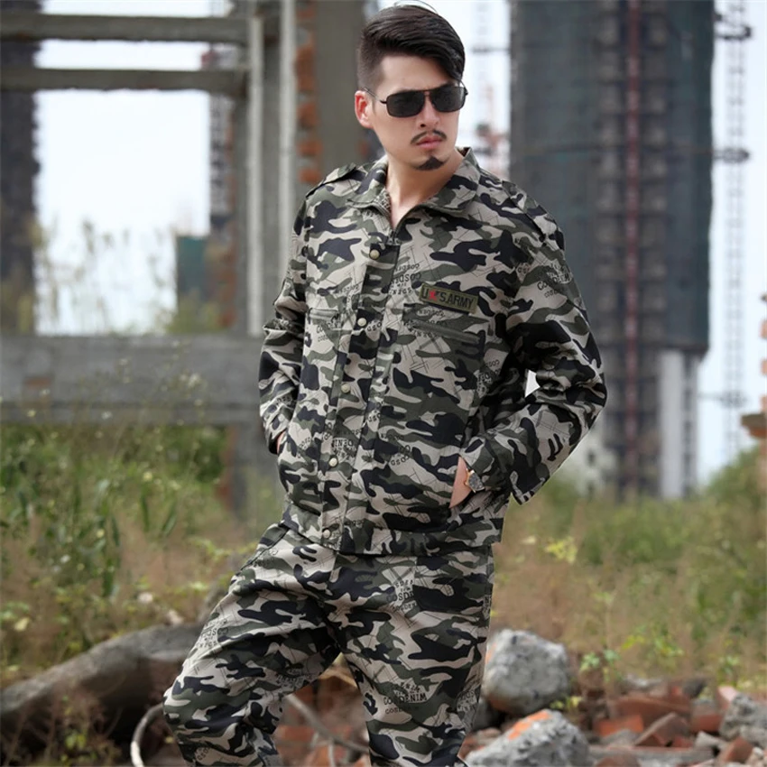 

High Quality Disguise Man Military Uniform Army Suit Camouflage WW2 Male Tactical Jacket Pants Multicam Combat Set Costumes