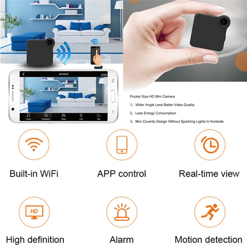 

Mini Wireless WiFi IP Camera HD 720P Night Vision Device Home Security Surveillance Camera Car Driving Recorder