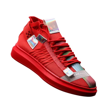 

High-profile Shoes Men Breathable Men's Shoes Casual Short Boots Knitted Shoes Youth Ins Father's Shoes sapato masculino zapatos