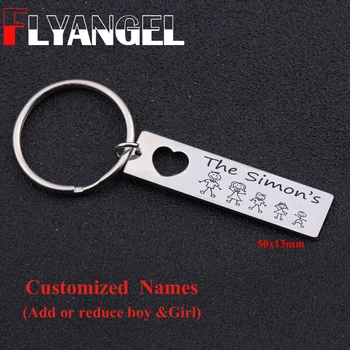 

FLYANGEL Family Keychain Customized Name Change Child Cartoon Image Keyring For Father Mother Grandpa Nana Exclusive Family Gift