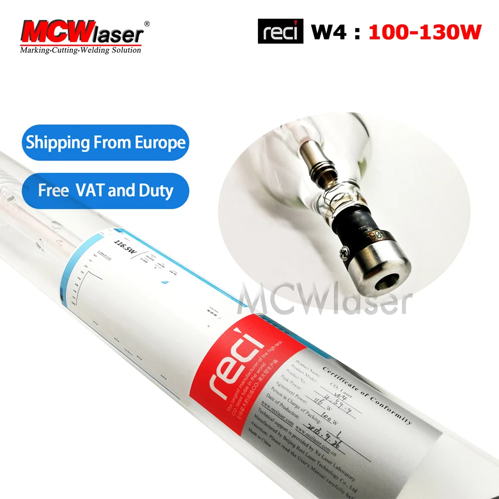 

MCWlaser Reci W4 100W Peak 130W CO2 Laser Tube Dia. 80mm For CO2 Laser Engraving Cutting Machine Shipping From EU & Free Duty