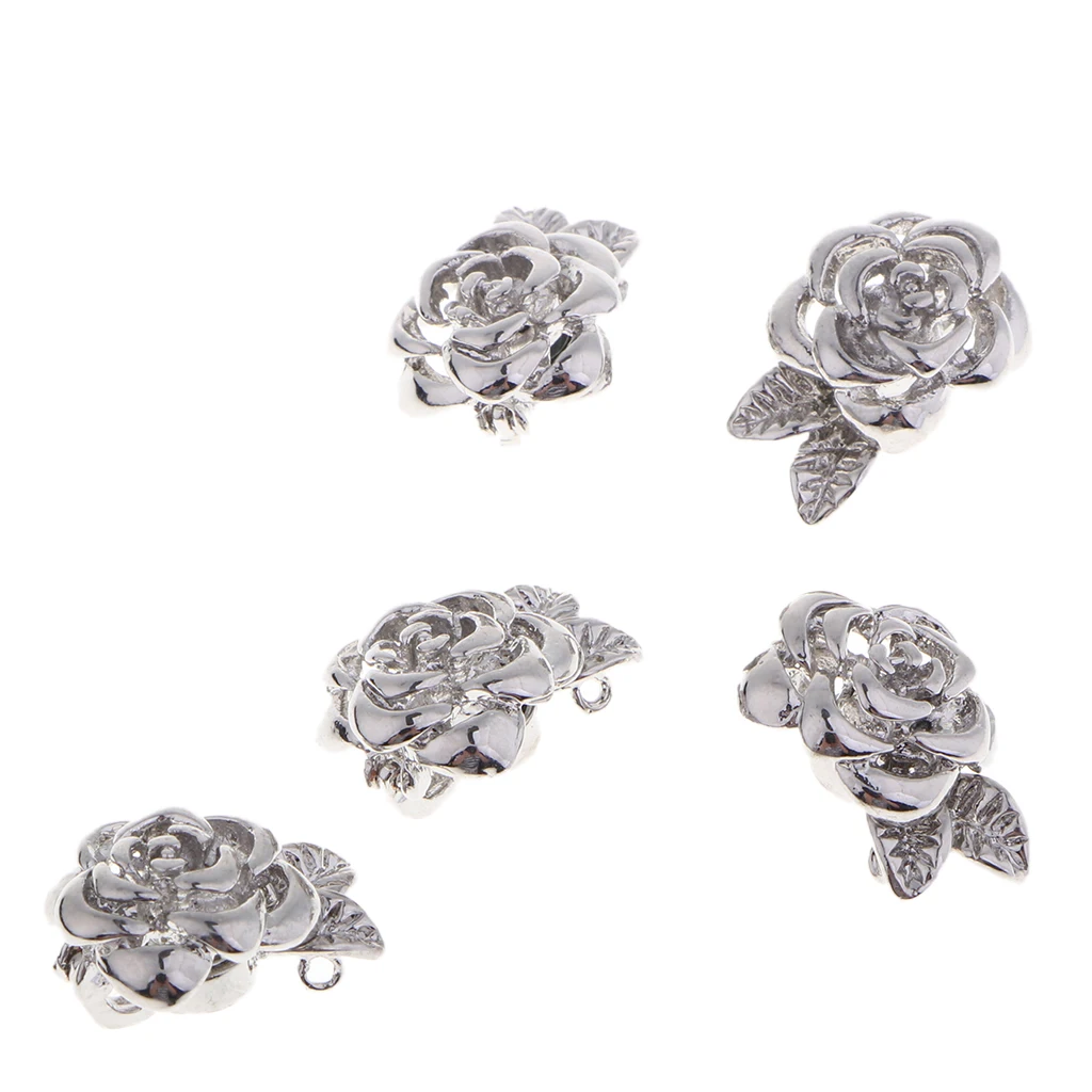 5Pack Rose Flower Magnetic Clasps DIY Bracelet Hooks End Buckle Jewelry