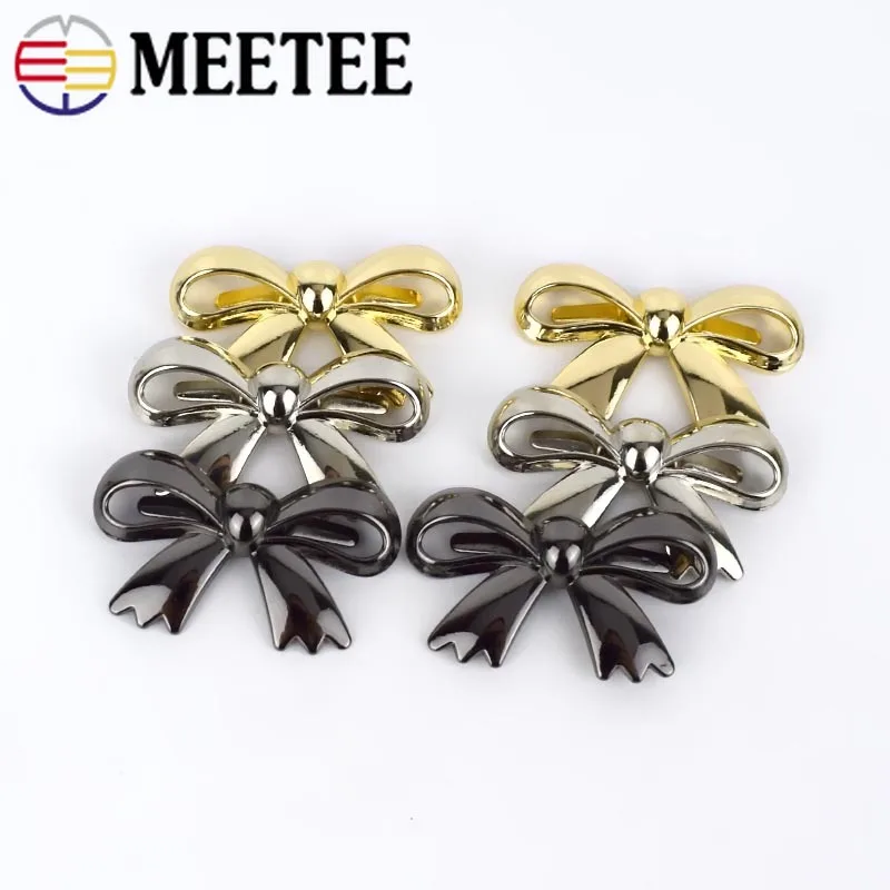 Meetee 5/10 шт. 45x27 мм бант металлическая пряжка для сумки обувь одежда ремень декоративная пряжка DIY Изделия из кожи Швейные аксессуары для сумок